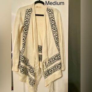 Women's Cream and Black Patterned Sweater